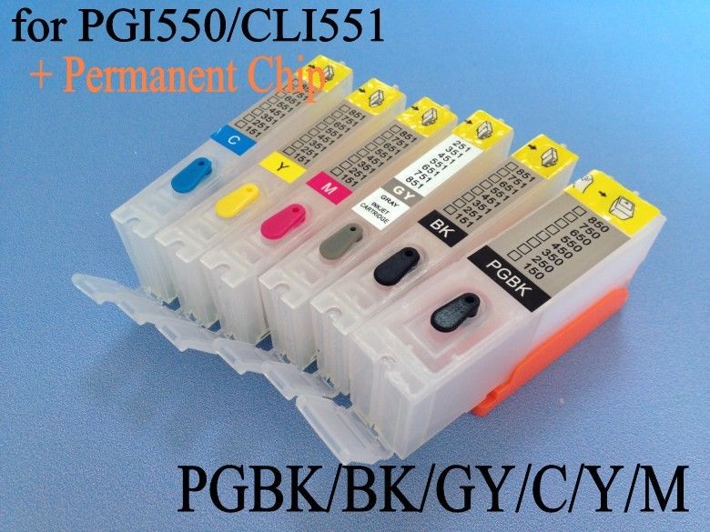 Refillable ink cartridge for Canon PIXMA MG7550 MG6350 MG7150 IP8750 printer