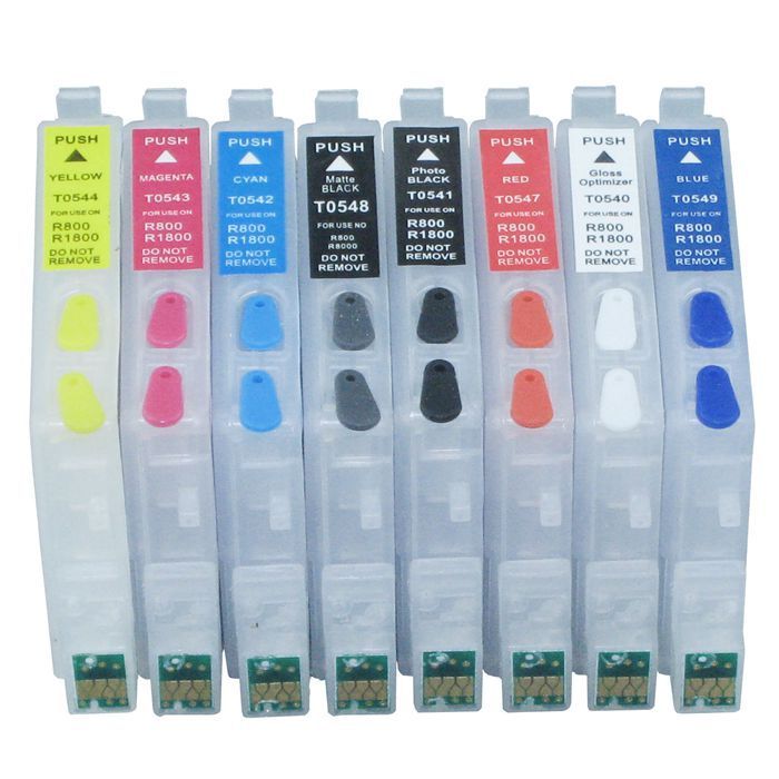 Empty refillable ink cartridge for EP Stylus Photo R800 R1800 printer with ARC