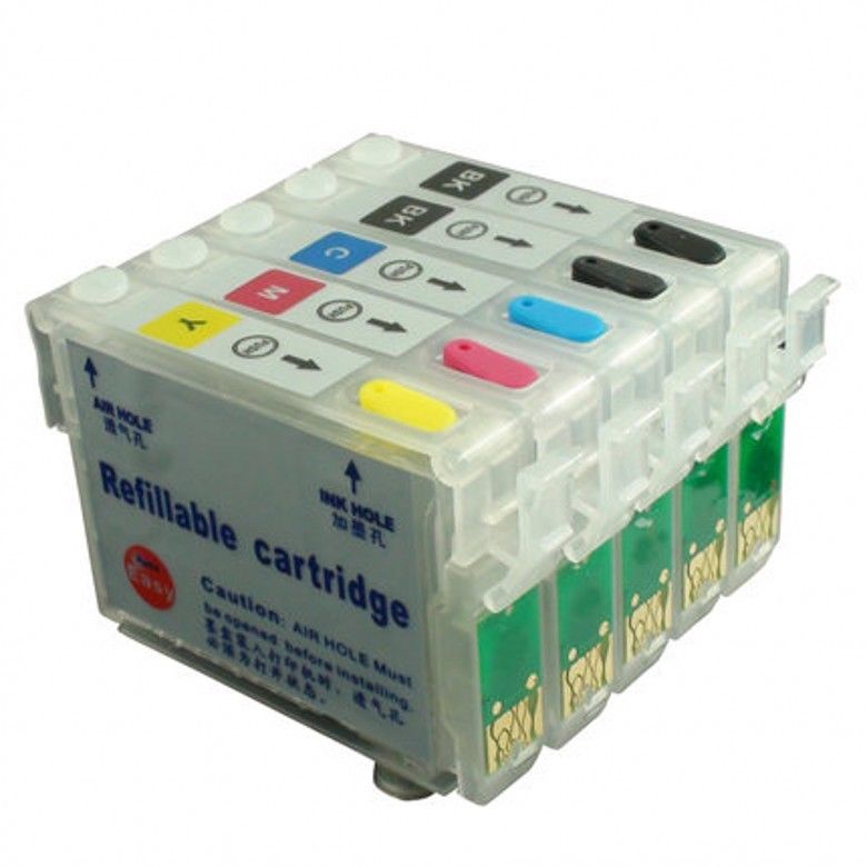 Empty refillable ink cartridge for Epson TX525FW printer with ARC